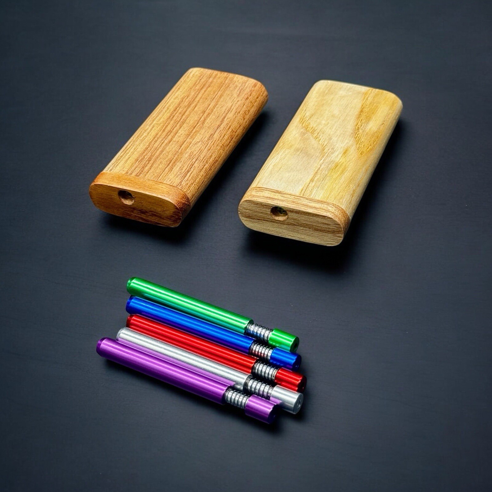 2x Walnut Wood Dugout + 5 Self Cleaning One Hitters | 4” Smoking Set