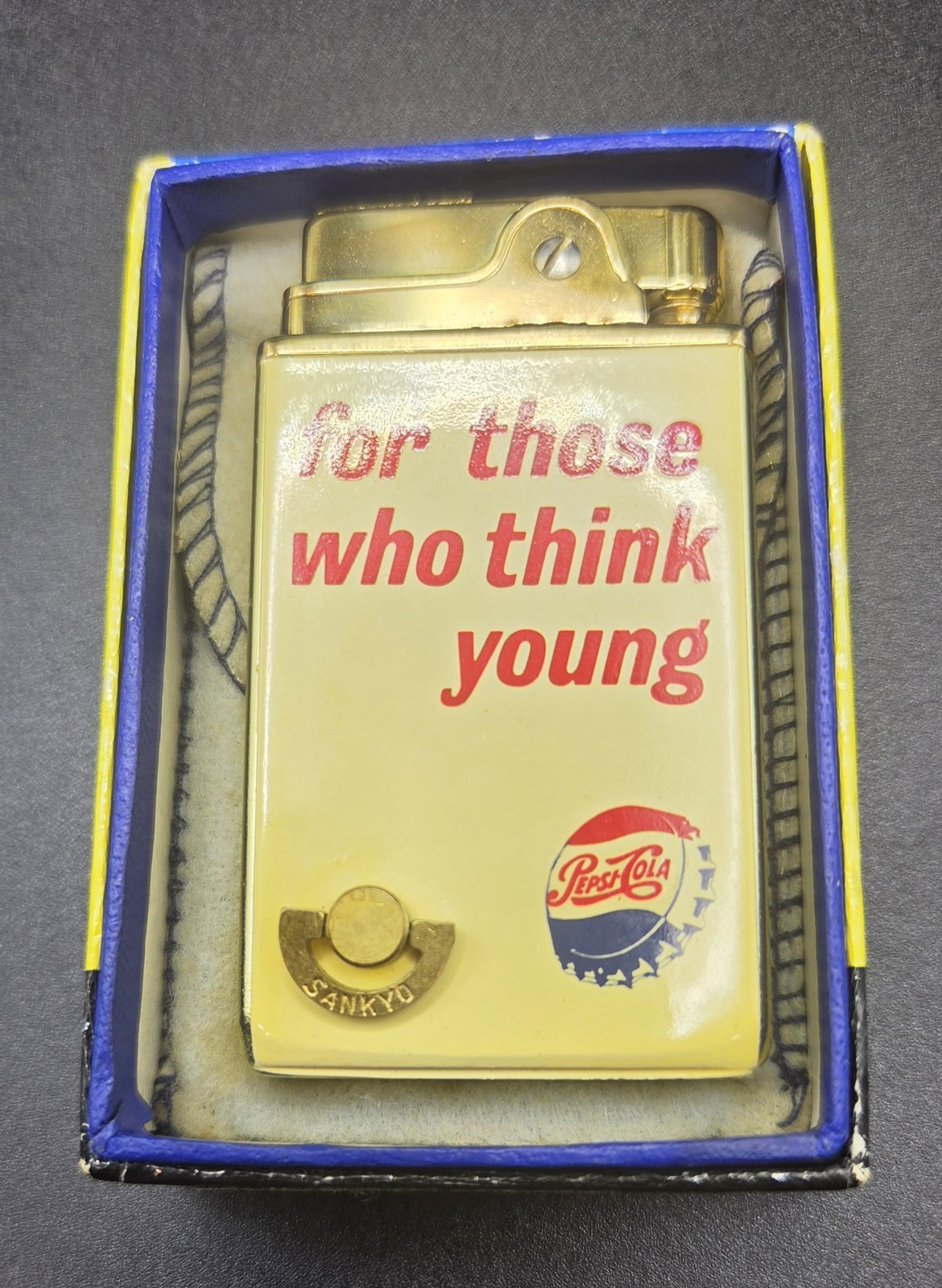 Vtg Now It\'s Pepsi  Musical Cigarette Lighter original box & sleeve Dixie Sanyko