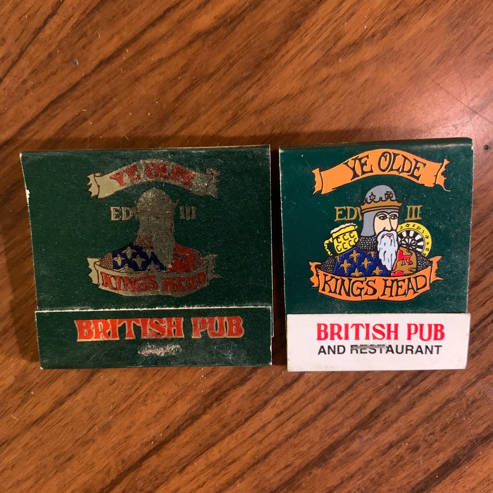 2 VTG Olde King's Head British Pub Matches Matchbook Santa Monica CA California