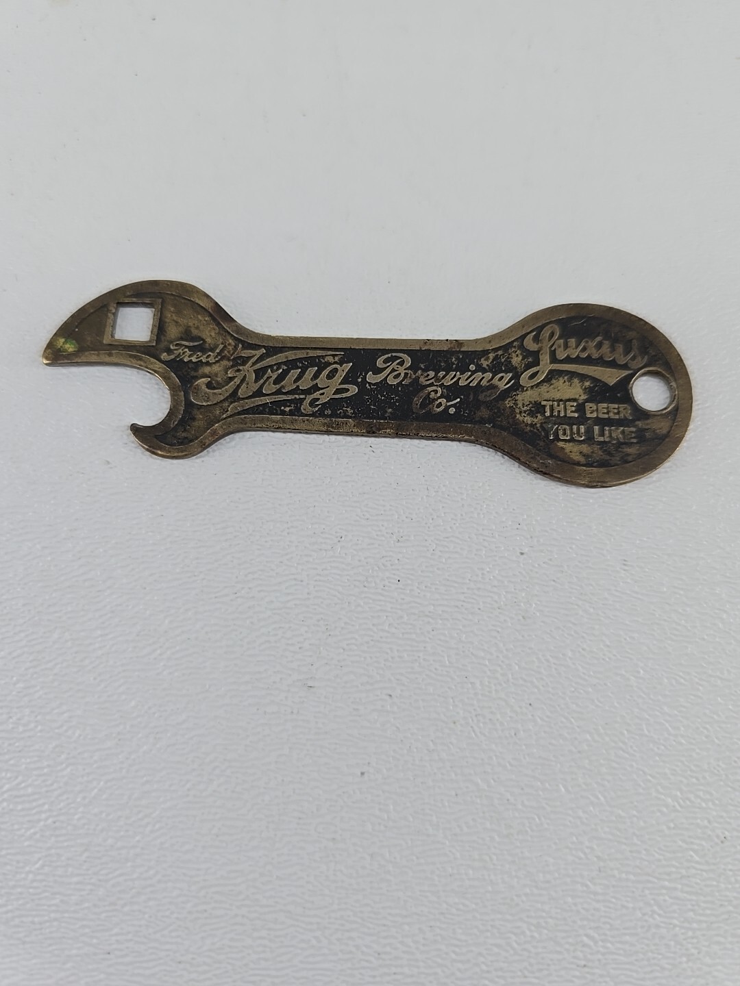 Rare Fred Krug Brewery Omaha NE Advertising Luxus Beer Bottle Opener Key Chain