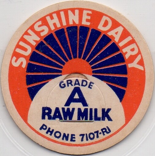 Milk Bottle Cap- Sunshine Dairy -(College Place, Washington)- PHONE 7107-R1 -RAW