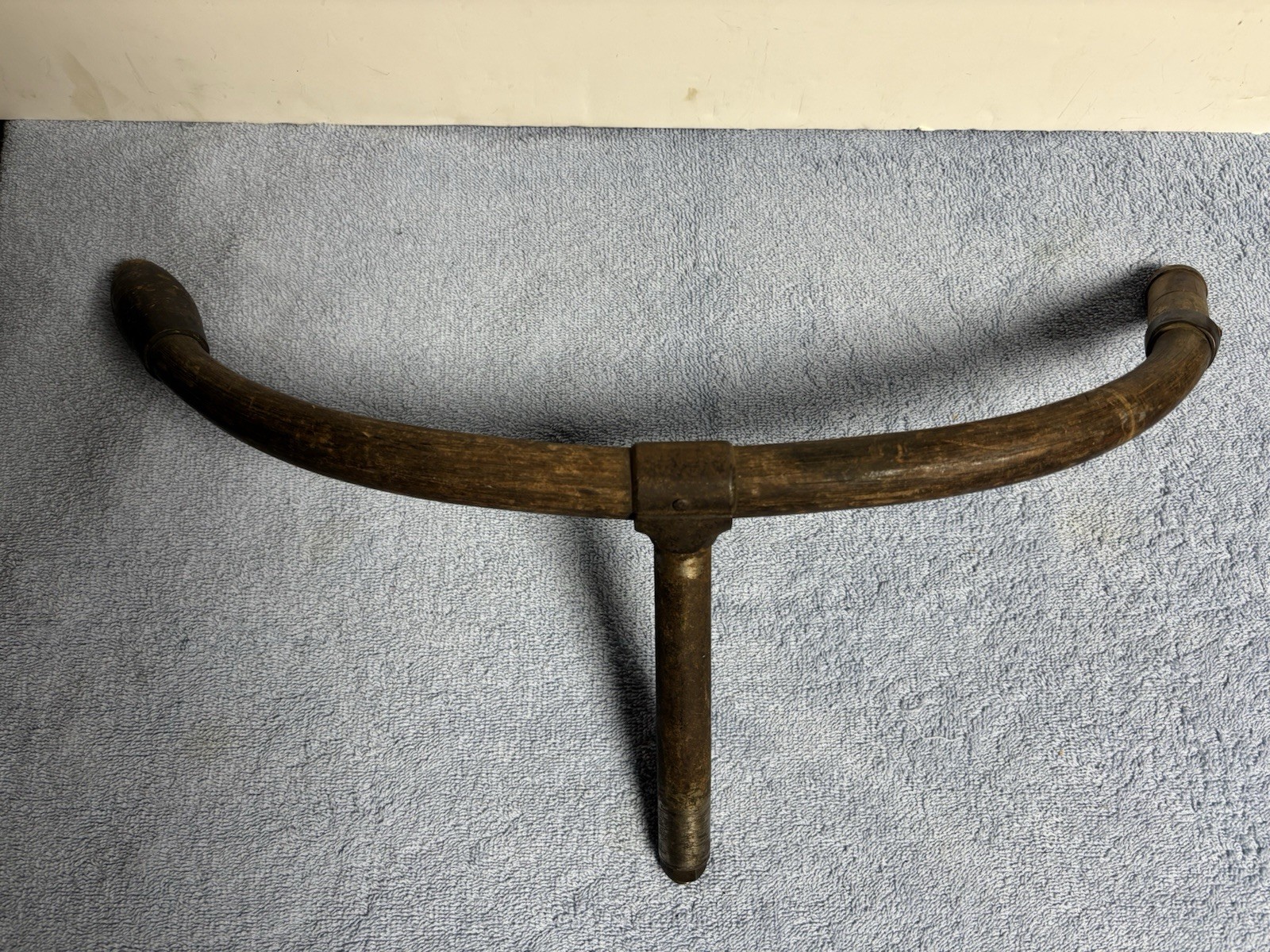 Antique 1890\'s Circa Bicycle Wooden Adjustable Handlebars with Neck / One Grip