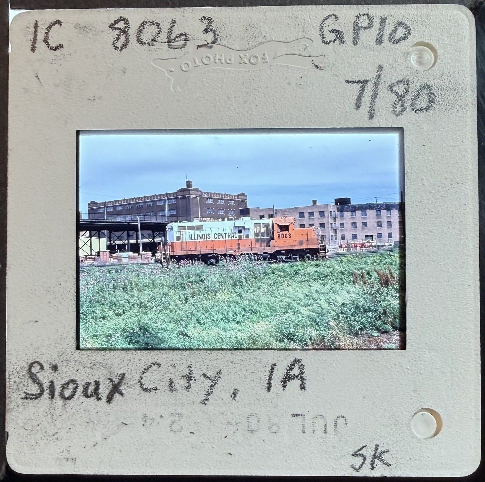 *1980 35mm Train/Railroad Slide 8063, Illinois Central, Sioux City, Iowa