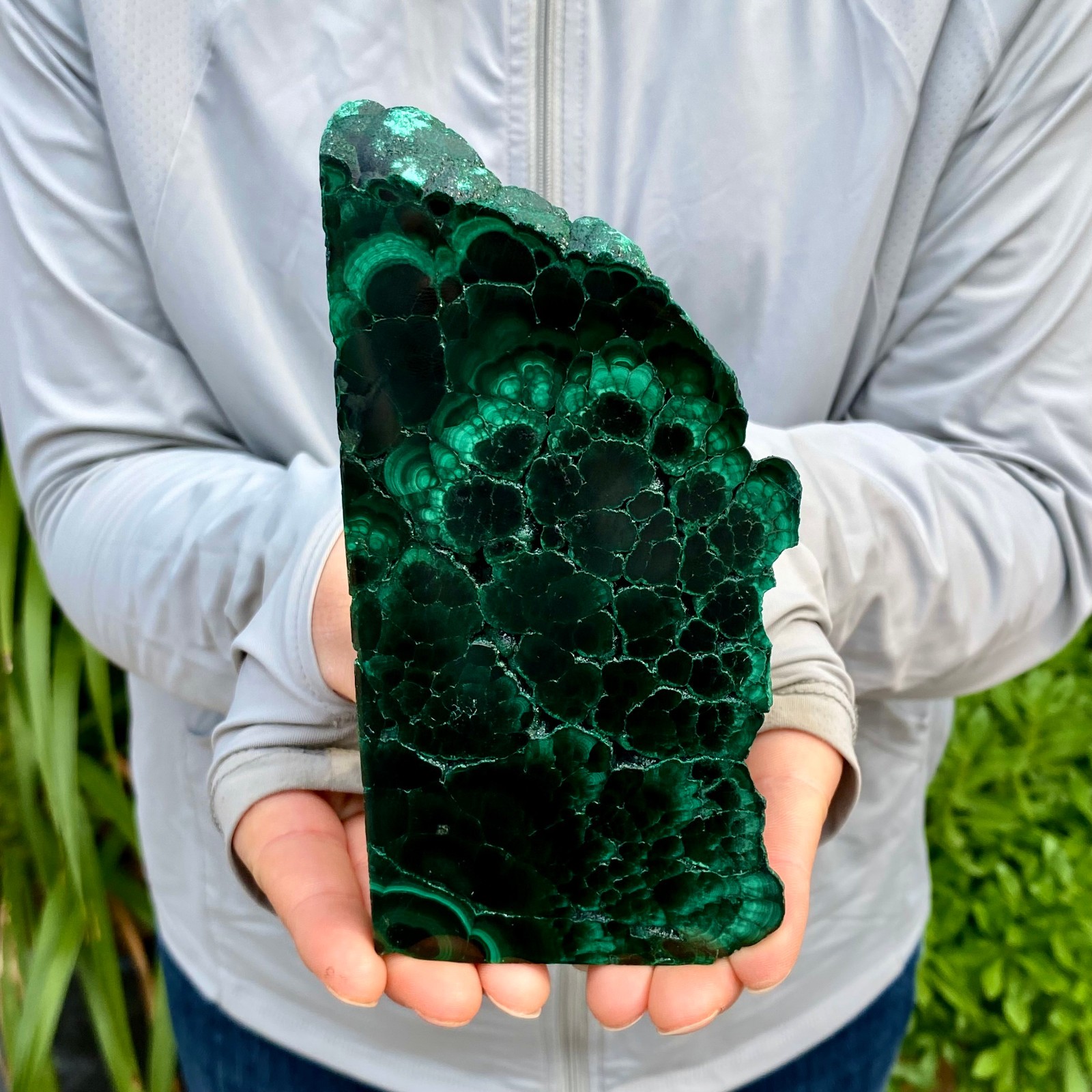 1.22LB Natural malachite slice quartz crystal luster mineral specimen