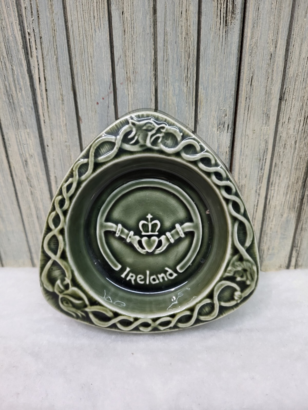 VTG IRISH KNOCK POTTERY IRELAND TRINKET DISH Trefoil shaped