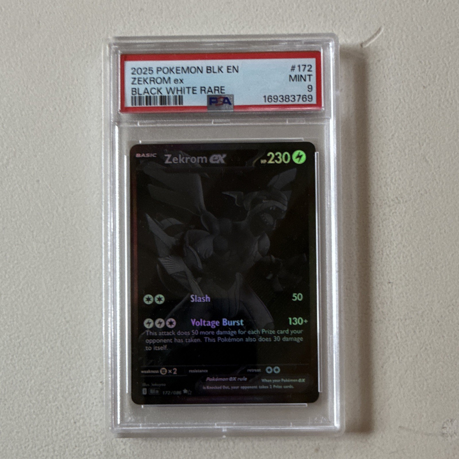 Zekrom ex 172/086 Sv: Black Bolt Holo Black White Rare English PSA Graded 2025