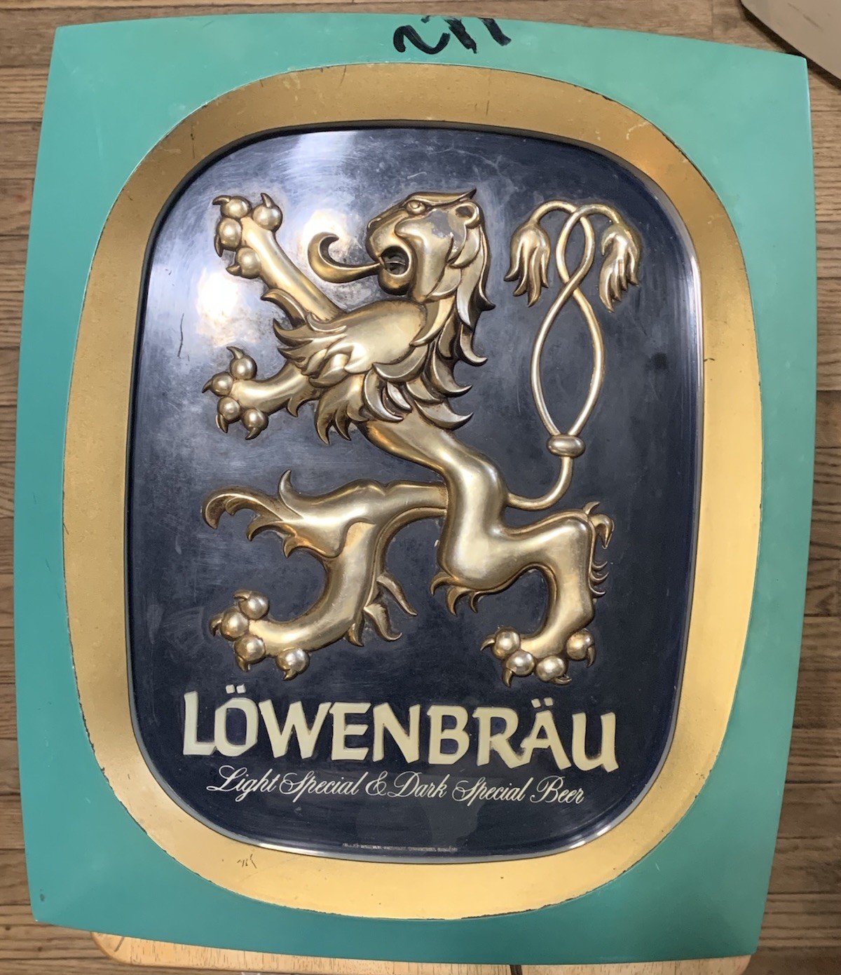 Vintage Lowenbrau Beer Light Special & Dark Special Beer Plastic Sign Works