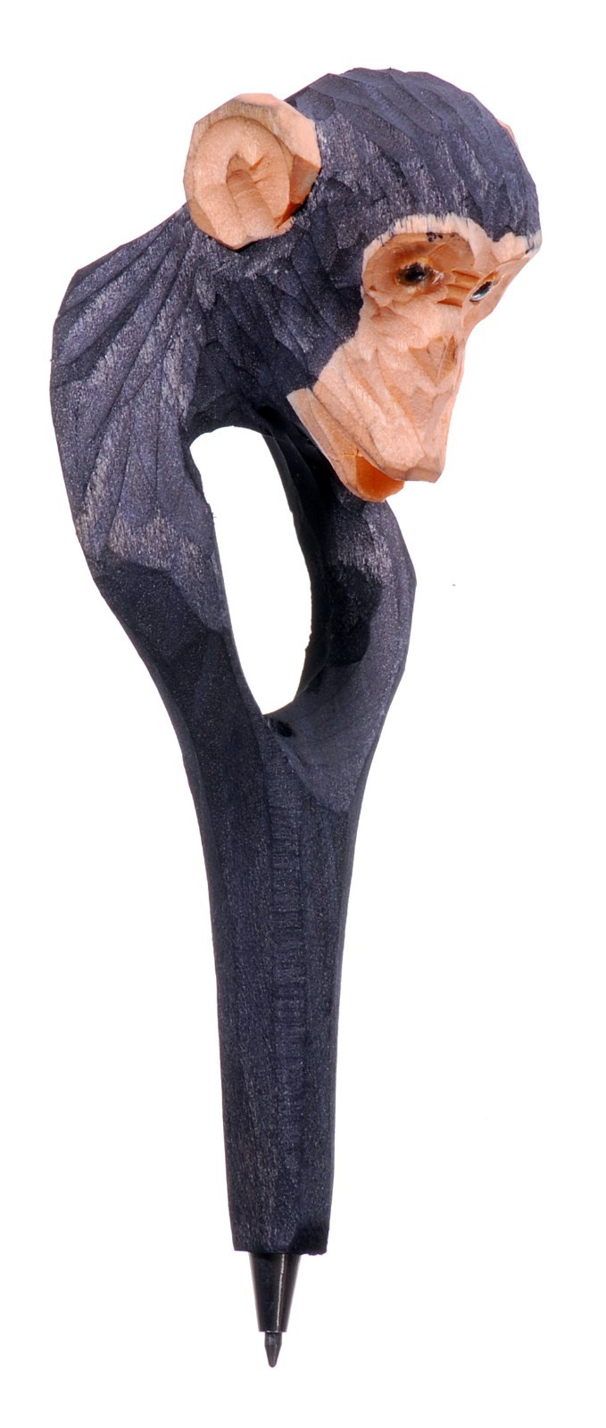 Hand Carved Wood Wooden Monkey Ring Pen Ballpoint Animal Handcrafted Made 173