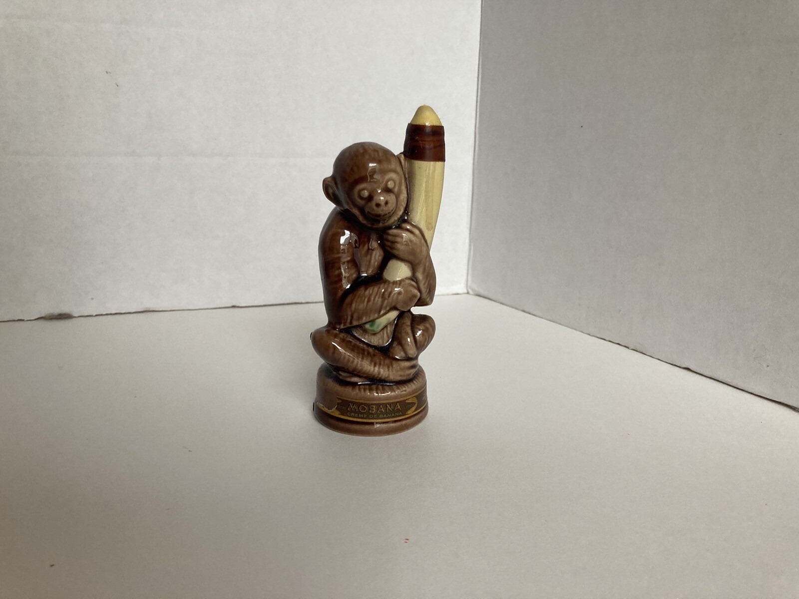 Mobana Crème De Banana Liqueur Monkey Decanter w/ Lid 4.5” Primate Bottle