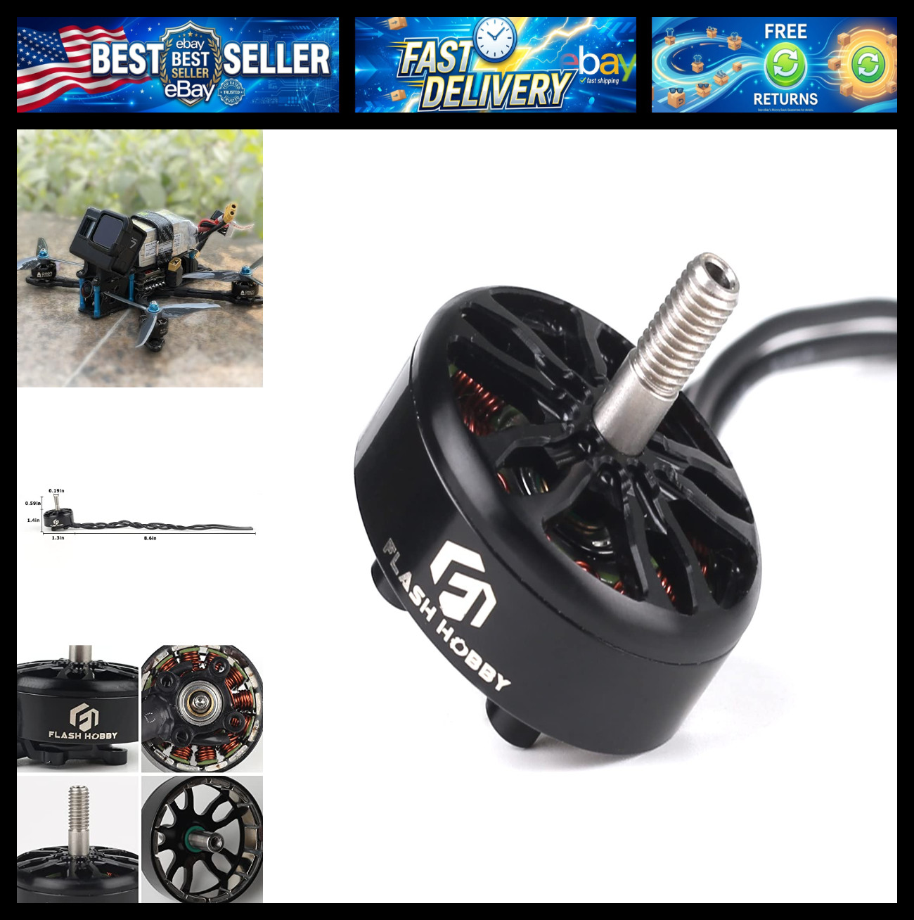 A2807 Brushless Motor 1300KV RC Electric Motors 6S Drone Motor for RC Plane FPV