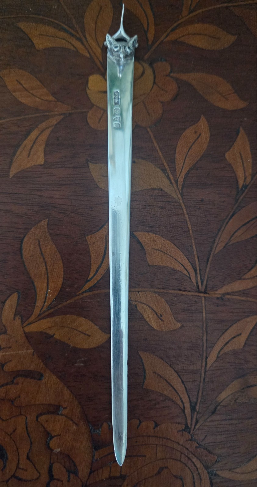 Antique Sterling Silver Fox Letter Opener - Andrew Barrett & Sons Dual Hallmarks Antique Sterling Silver Fox Letter Opener - Andrew Barrett & Sons Dual Hallmarks