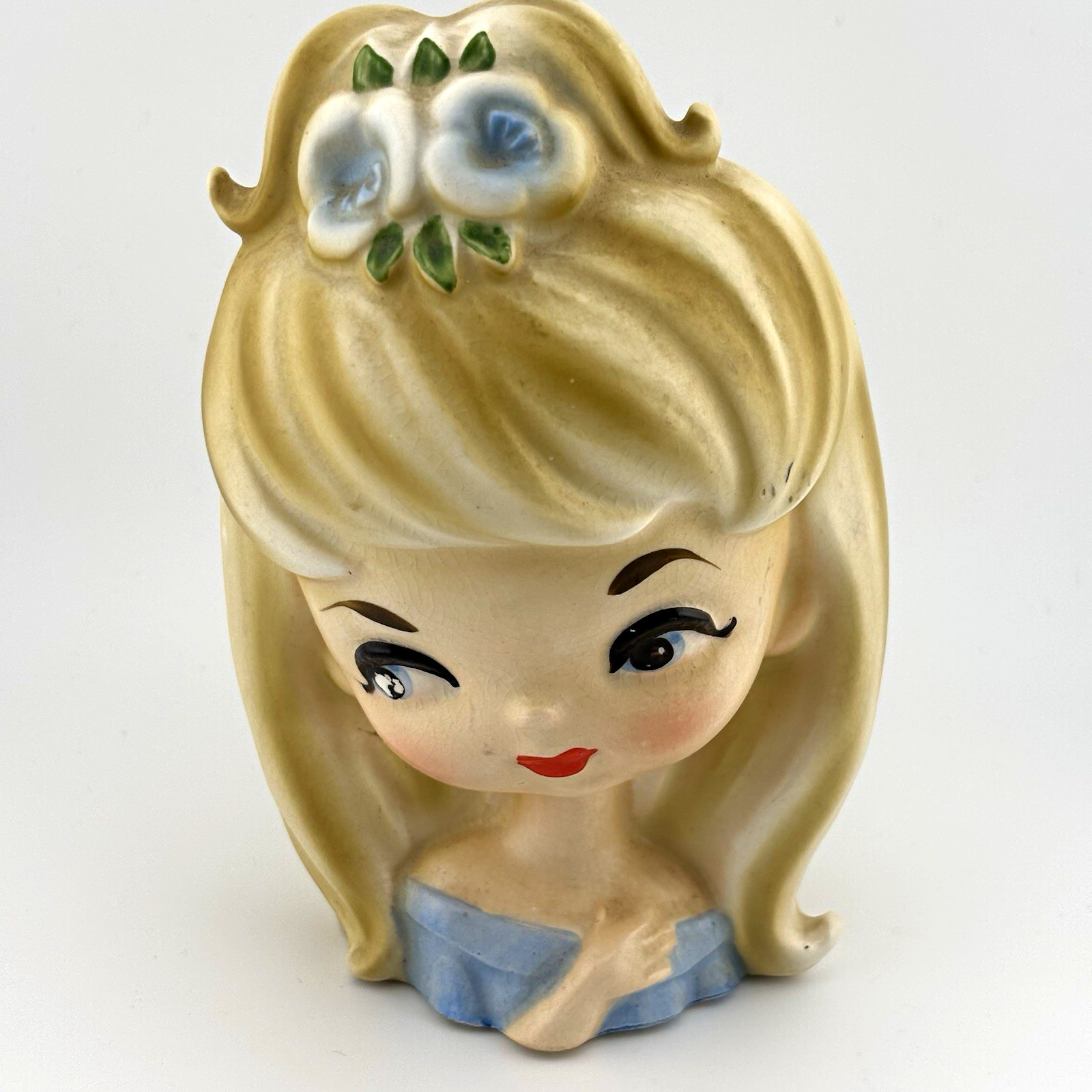 Parma By AAI Girl Head Ceramic Planter Glossy, Made in Japan A-222