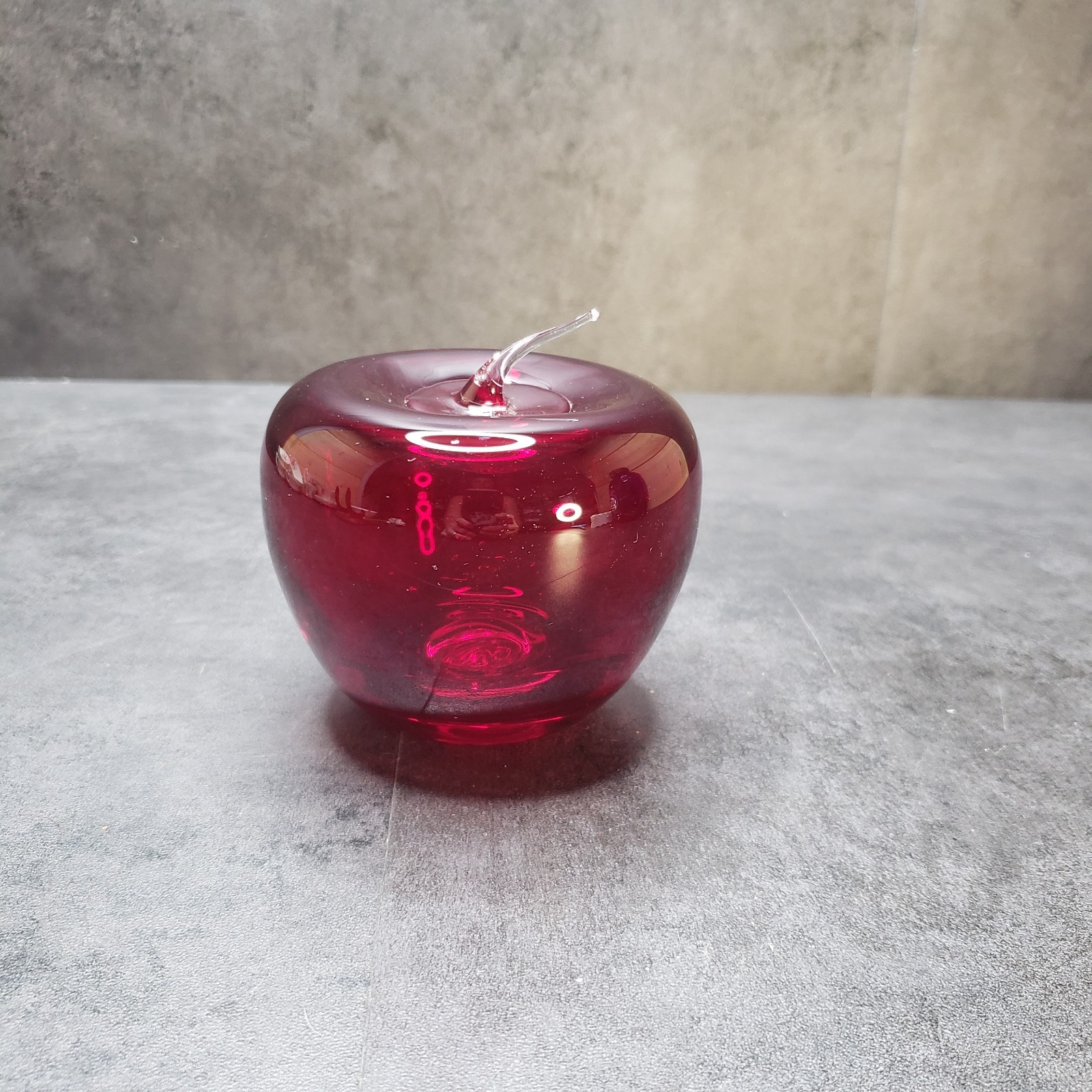 Art Glass Ruby Red Apple Paperweight