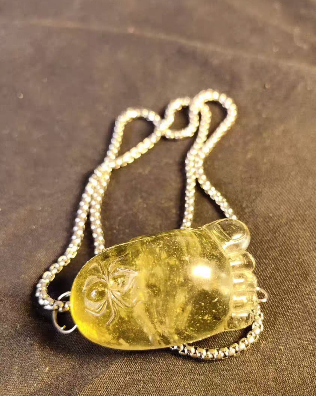 48g Libyan glass impact LDG natural meteorite Contentment  foot shape pendant