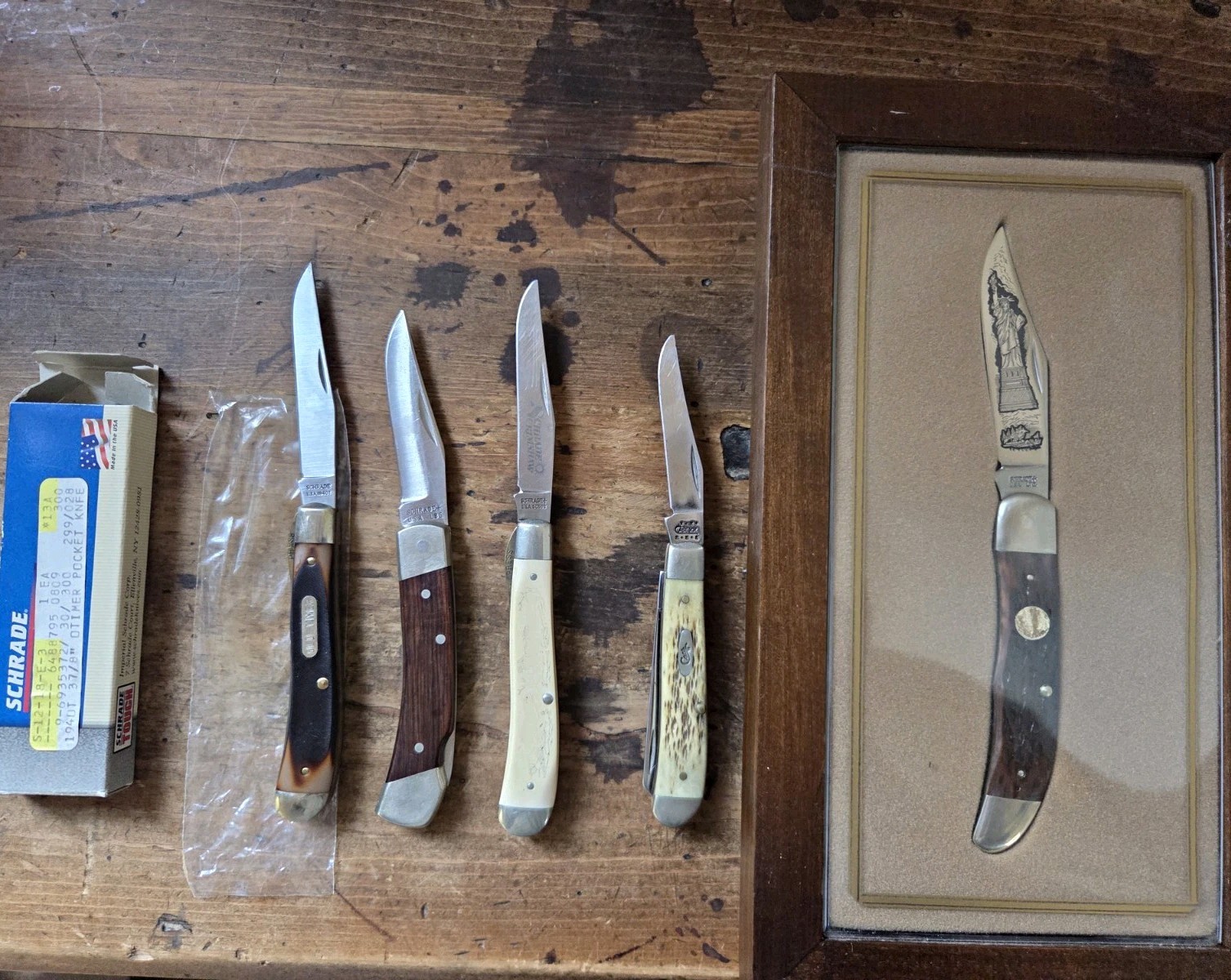 Schrade And Case Pocketknife Lot of 5 (1994) Wood/Bone/Plastic