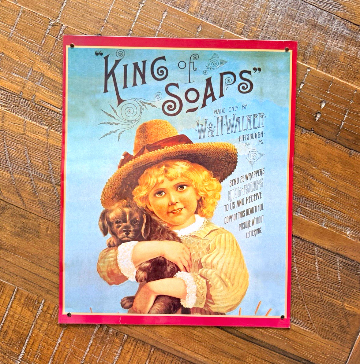 Vintage W. & H. Walker King of Soaps Multicolor Soap Detergent Advertising Sign