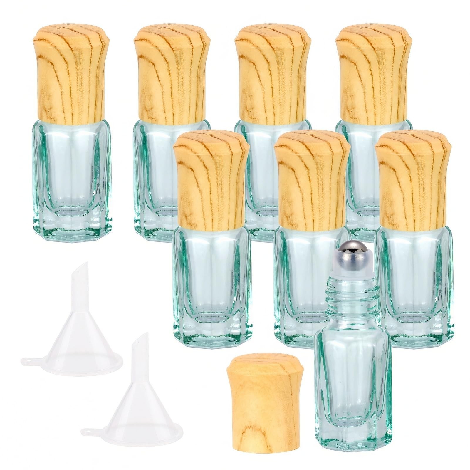 Kesell 3ml Glass Roller Bottles, 8-Pack Light Blue