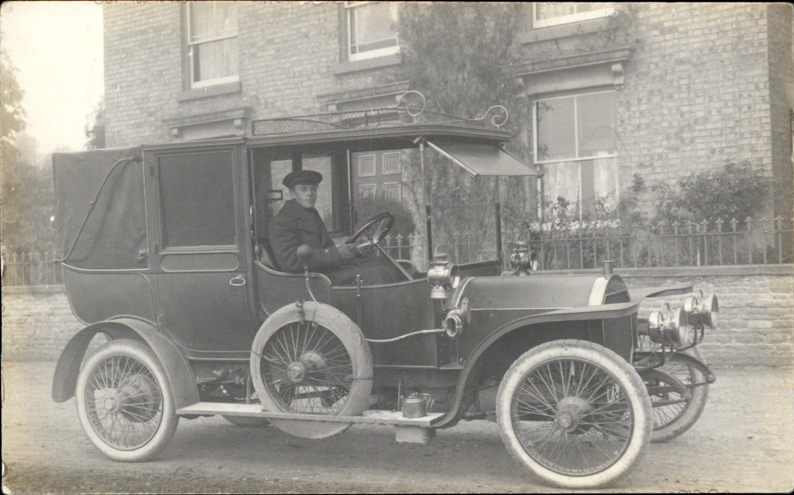 Young Man Driver Early motorcar  c1900s-10s Real Photo Vintage Postcard