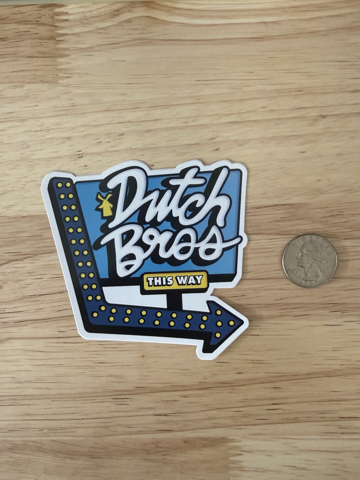 2025 Dutch Bros Grand Opening Sticker This Way Neon Sign RARE Limited Edition
