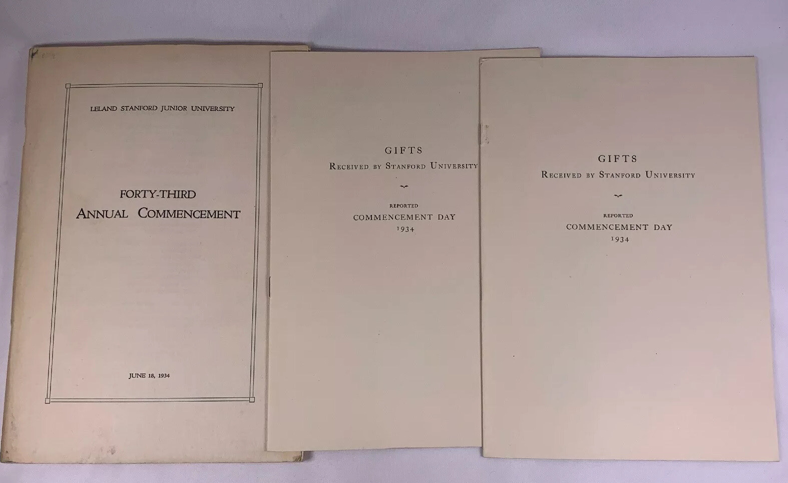 Leland Stanford Junior University 1934 Annual Commencement And 2 Gifts Reported Leland Stanford Junior University 1934 Annual Commencement And 2 Gifts Reported