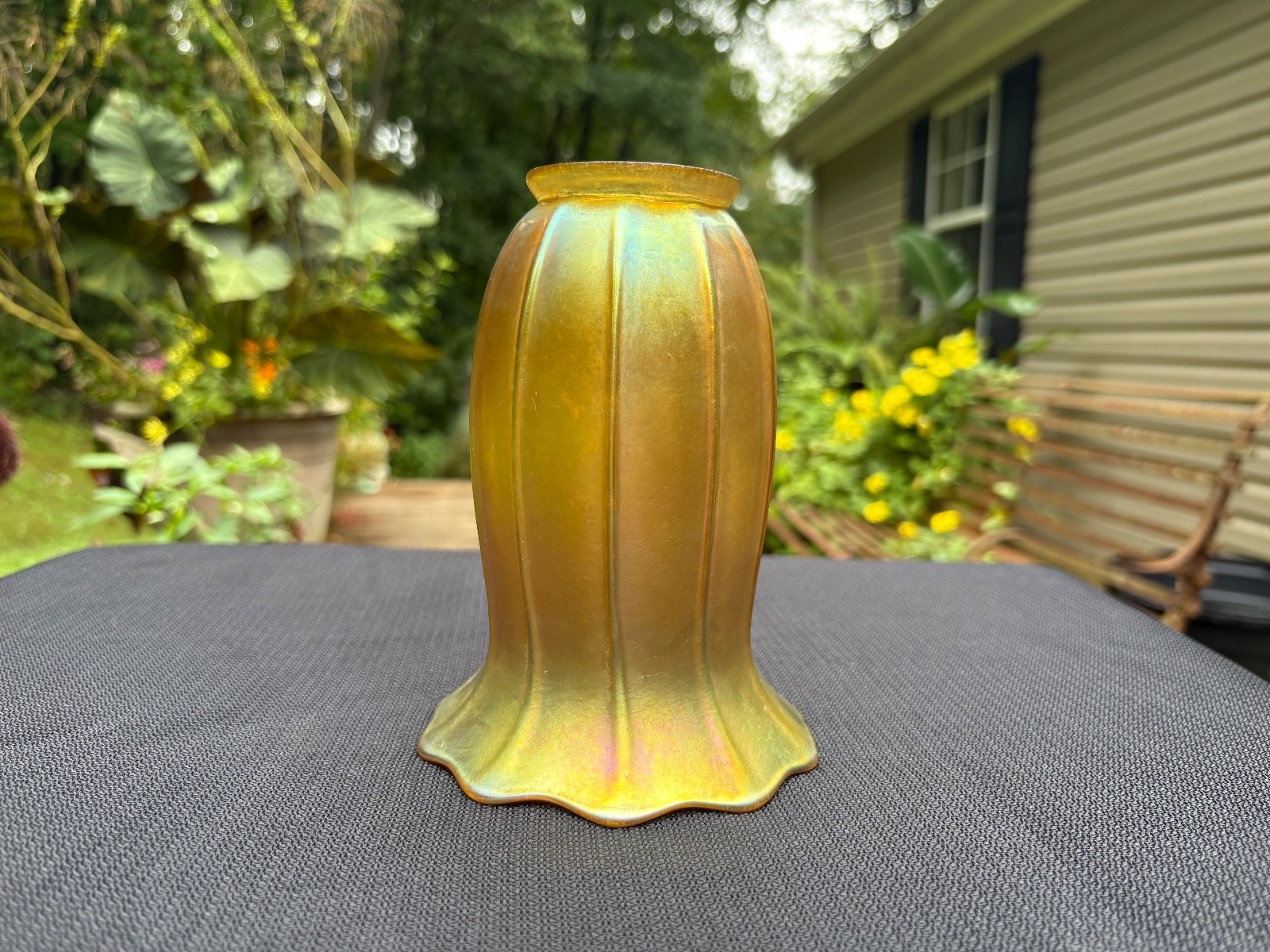 6'' Antique Signed Steuben Gold Aurene Tulip Shaped Art Glass Shades c1920