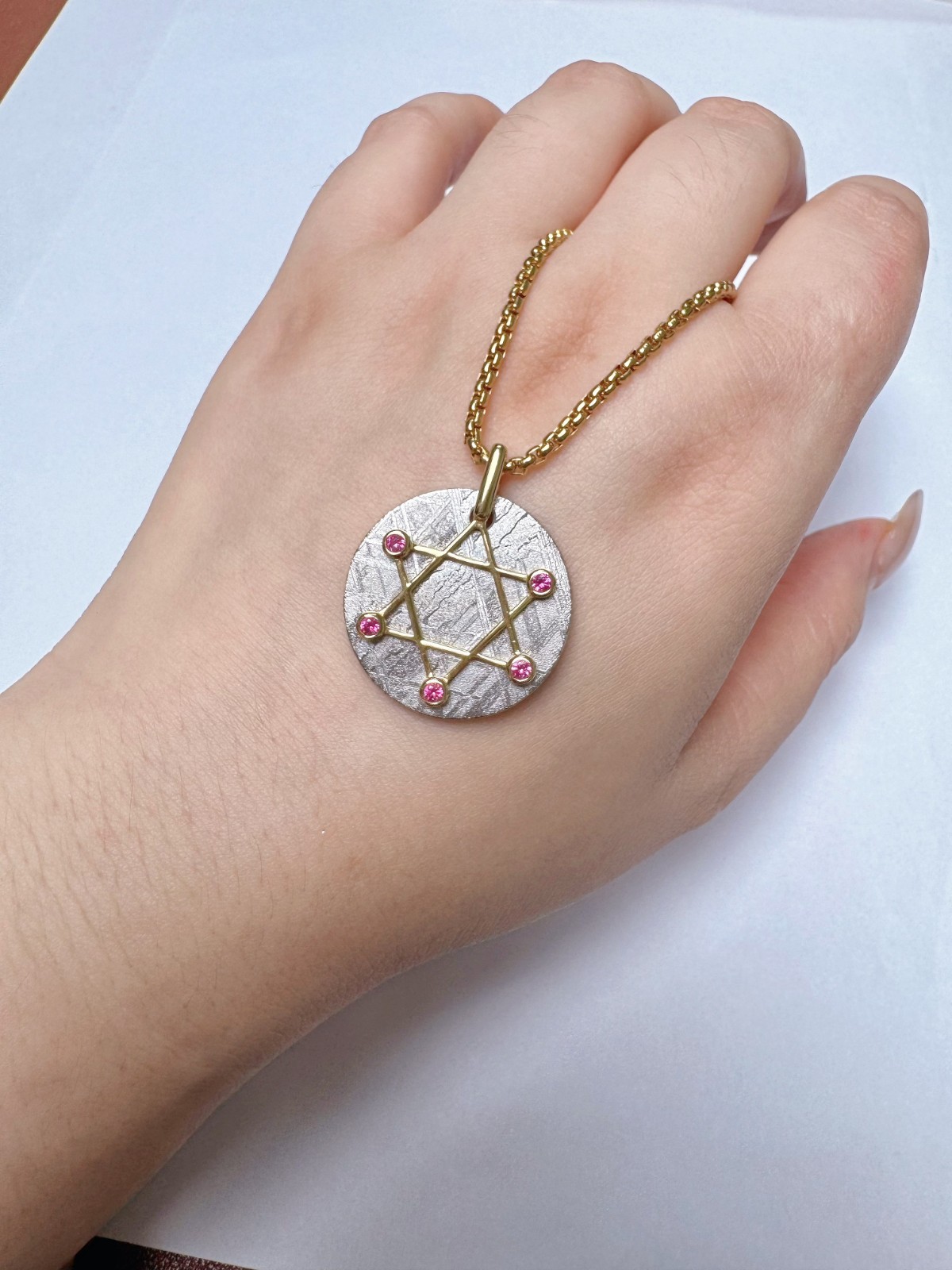 Authentic Muonionalusta Iron Meteorite Hexagonal Star Pendant—Exquisite Meteorit