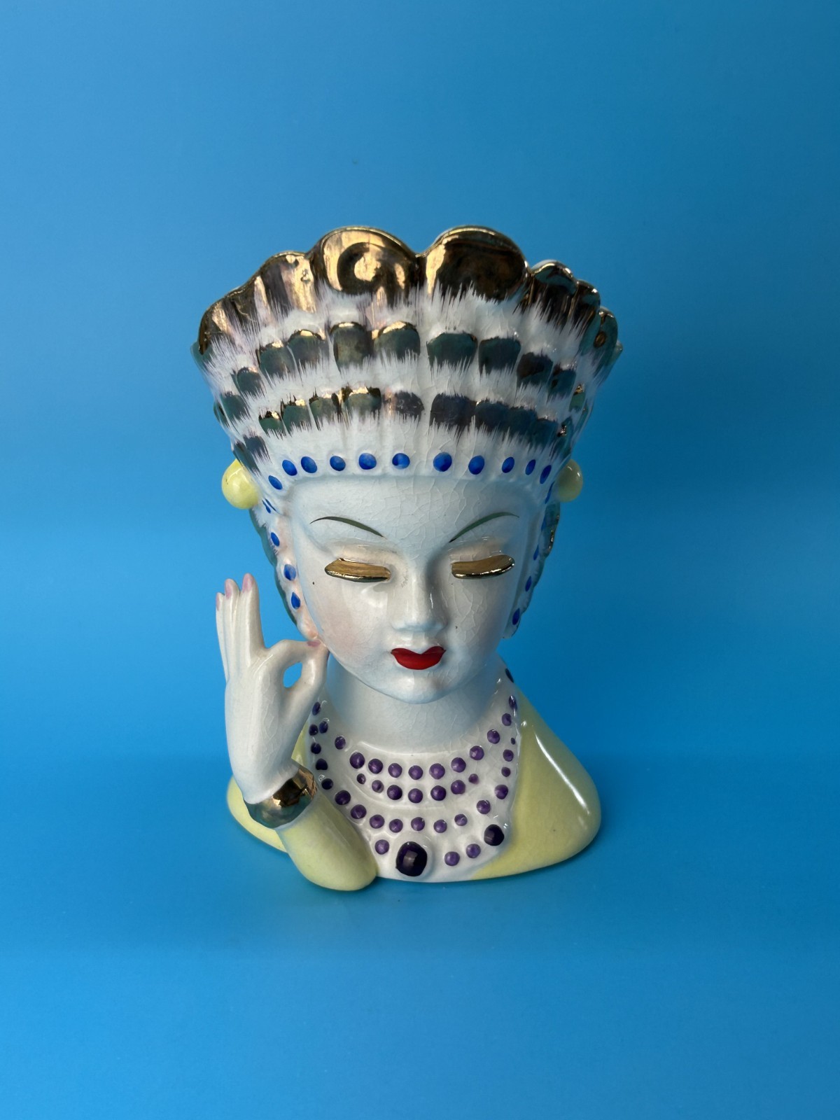 Vintage Irving Rice Small Lady Head Vase Egytptian 4.5\