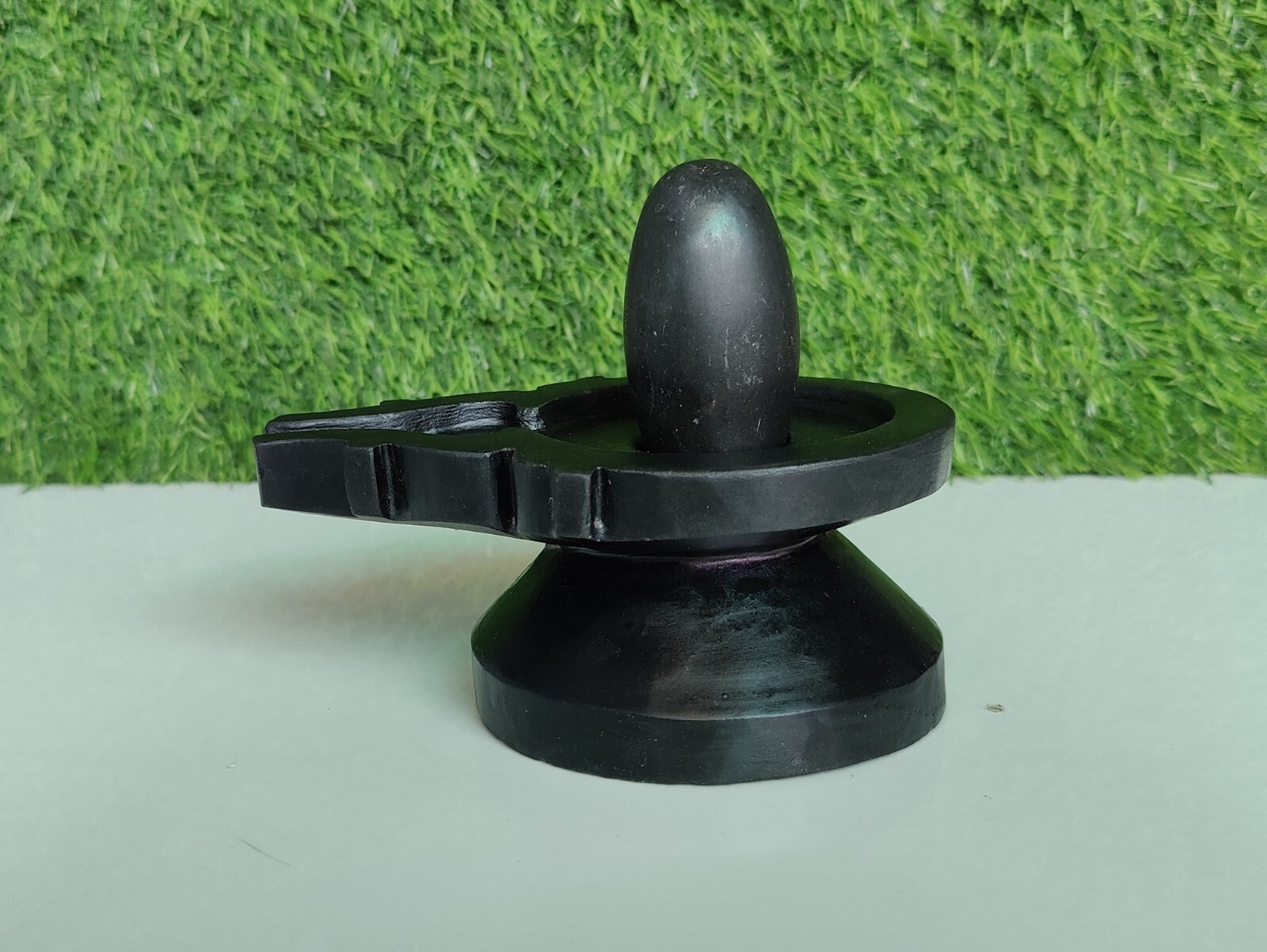 3 inch Natural Narmadeshwer Narmada shivling with Black marble yoni Shiva lingam