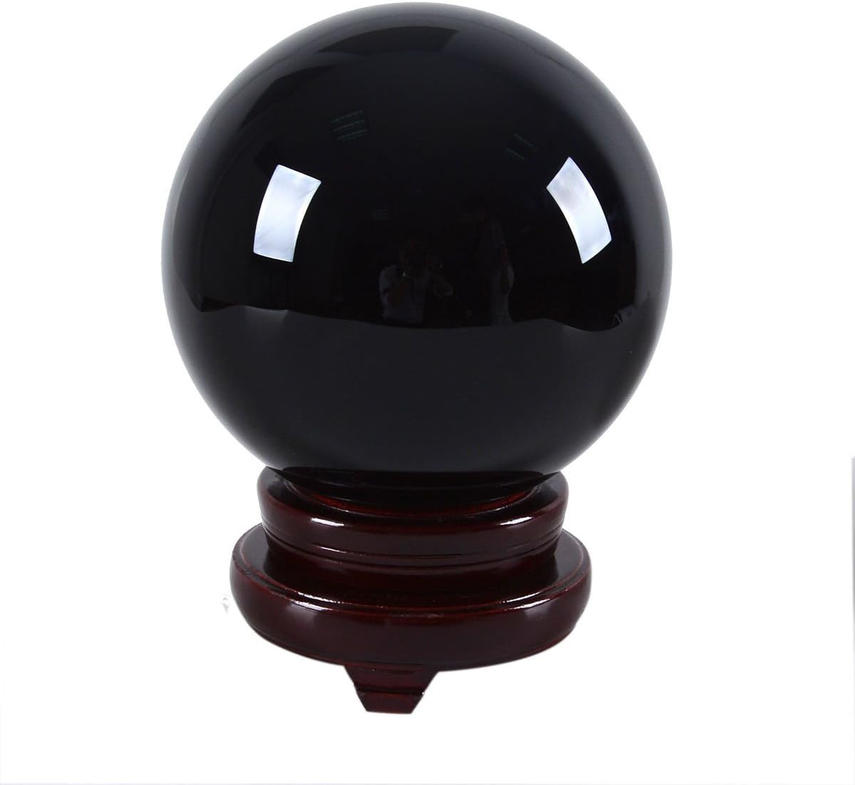 LONGWIN 150mm(5.9 inch) Big Divination Black Crystal Ball for Witchcraft Fengshu