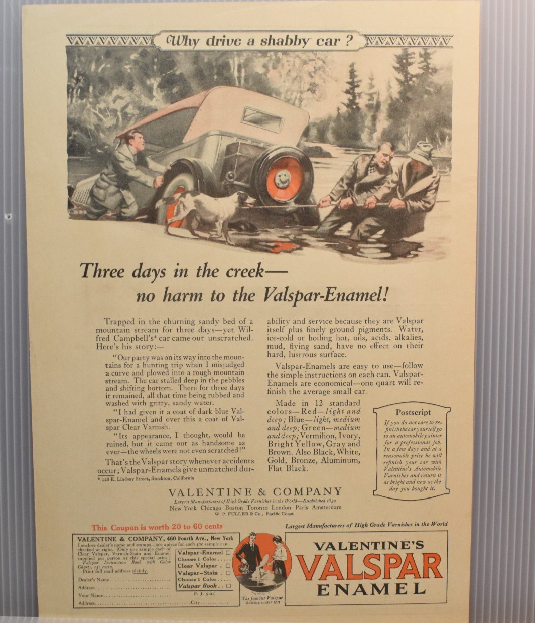 VALSPAR ENAMEL DISPLAY SIGN 1925 VINTAGE MAGAZINE AD CUT SHEET THE FARM JOURNAL