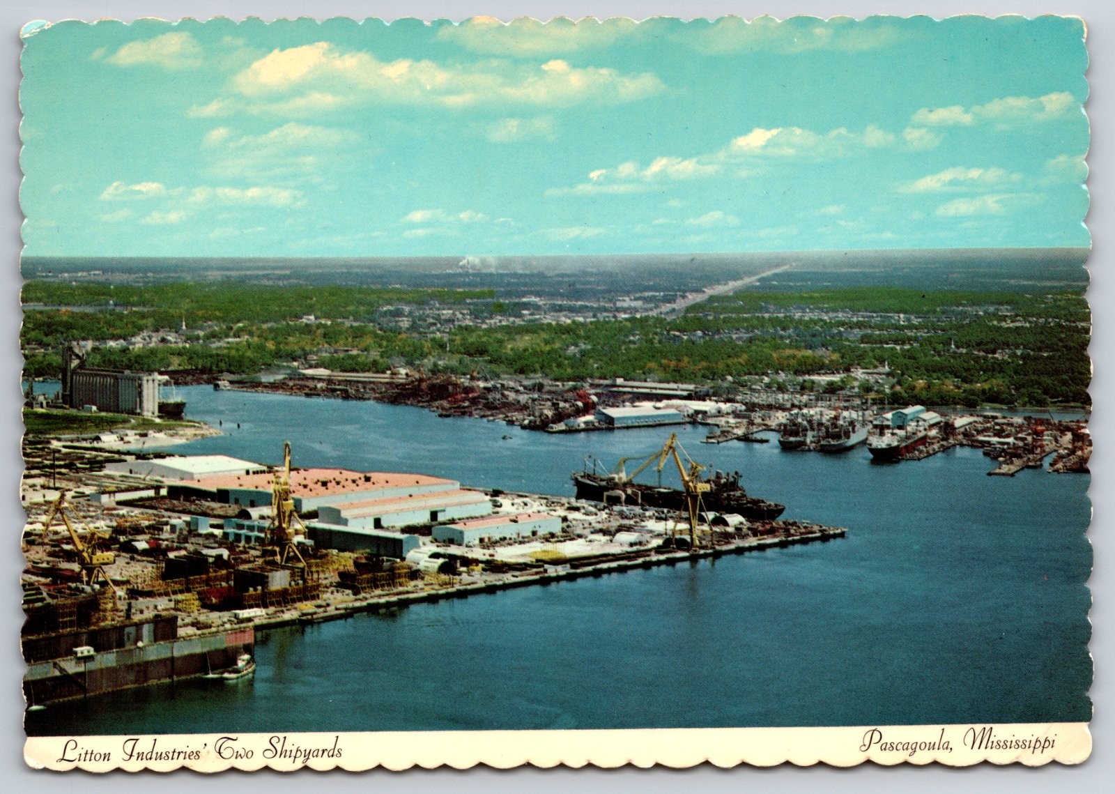 Pascagoula Mississippi Litton Industries Two Shipyards Continental Postcard