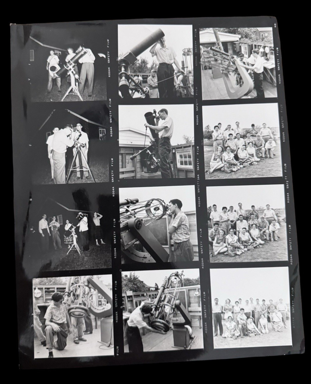 Vintage Astronomy Telescope Contact Sheet Photos Observing Group Science 8x10