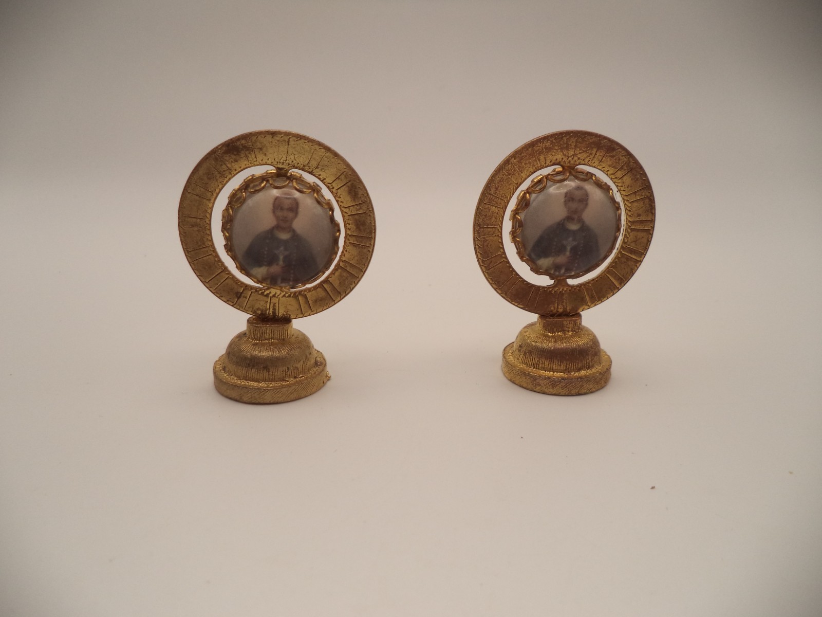 Lot of 2 Vintage Catholic Dashboard Magnets Saint Joseph St John Bosco Spinner