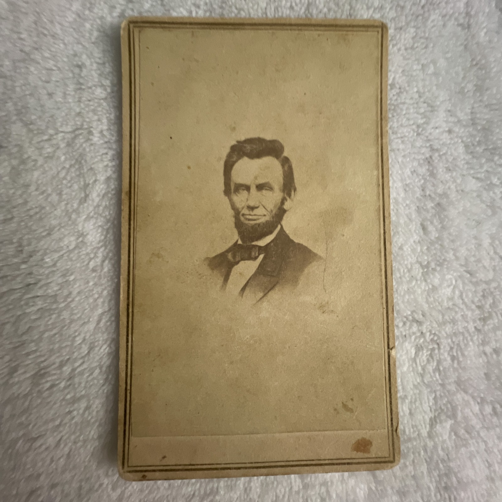 Antique Abraham Lincoln CDV Photo 1864 Civil War Portrait Ruled Border O-92 Rare