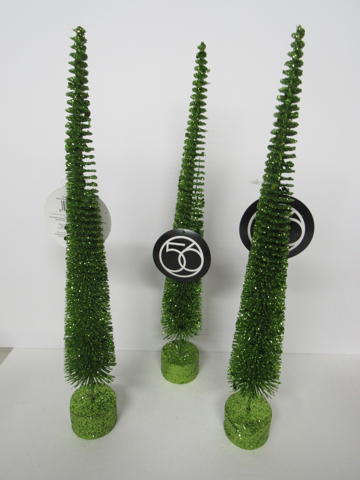 Dept 56 Village Accessories 3 Green Glitter 13 3/4\