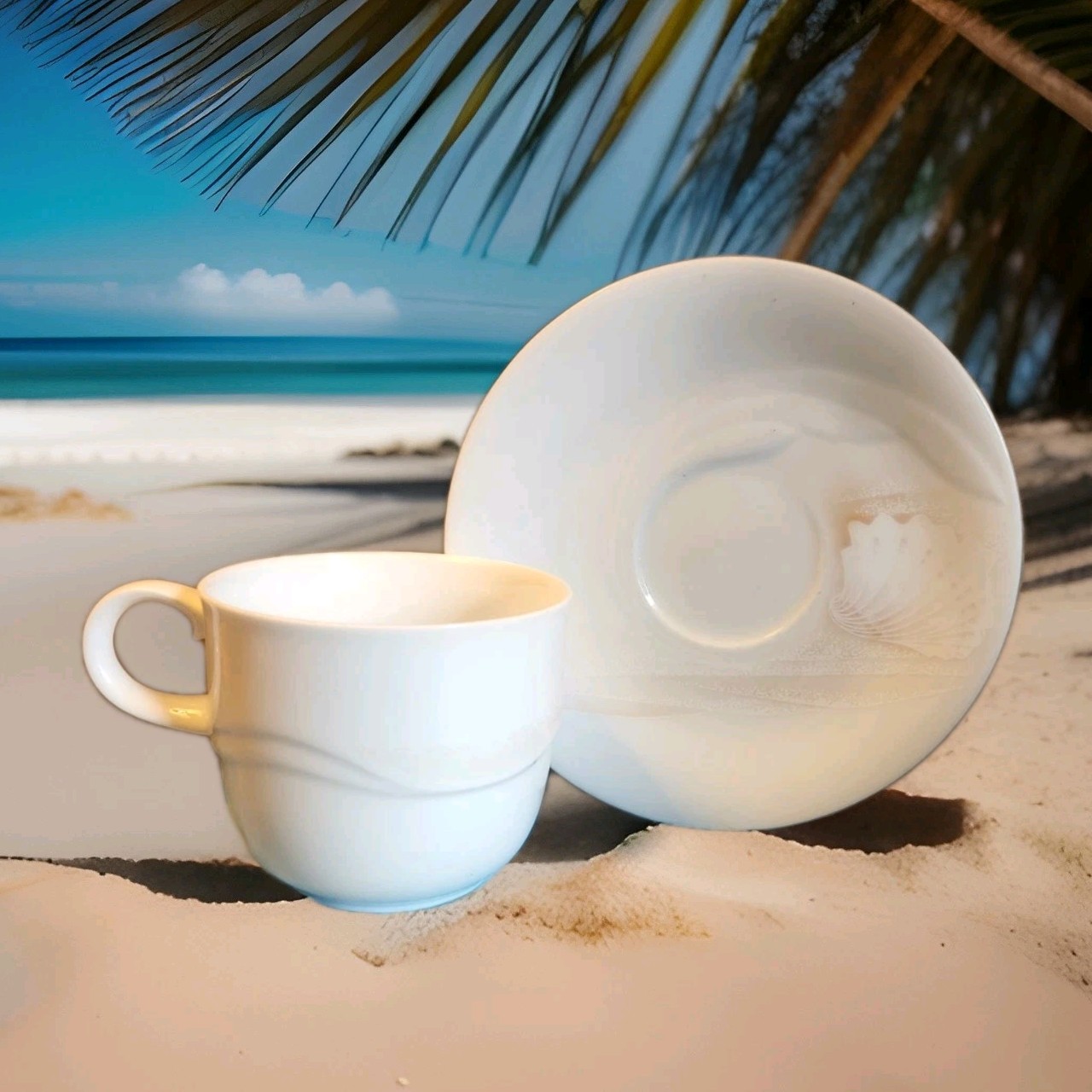 Noritake Sea & Sky Coffee Cup & Saucer Made In Japan MINT CONDITION (Sea Gems)