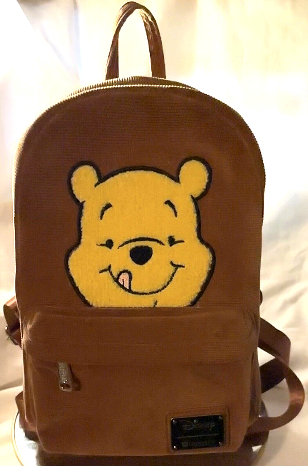 VTGE LOUNGEFLY DISNEY RARE WINNIE THE POOH CORDUROY EMBROIDERED BROWN BACKPACK