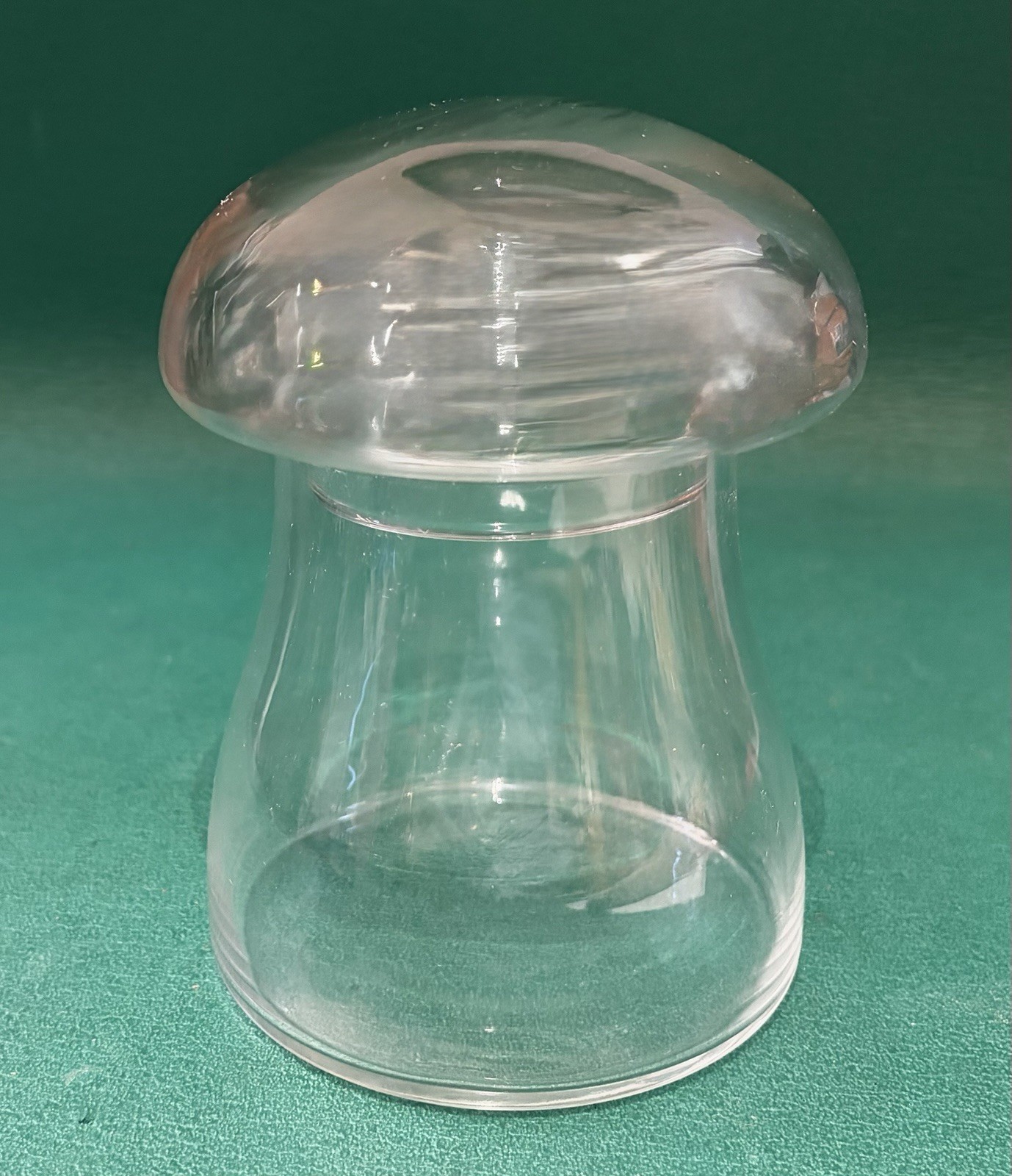 Vtg 1970s Libbey Crystal Creations Mushroom Clear Glass Jar Apothecary Canister