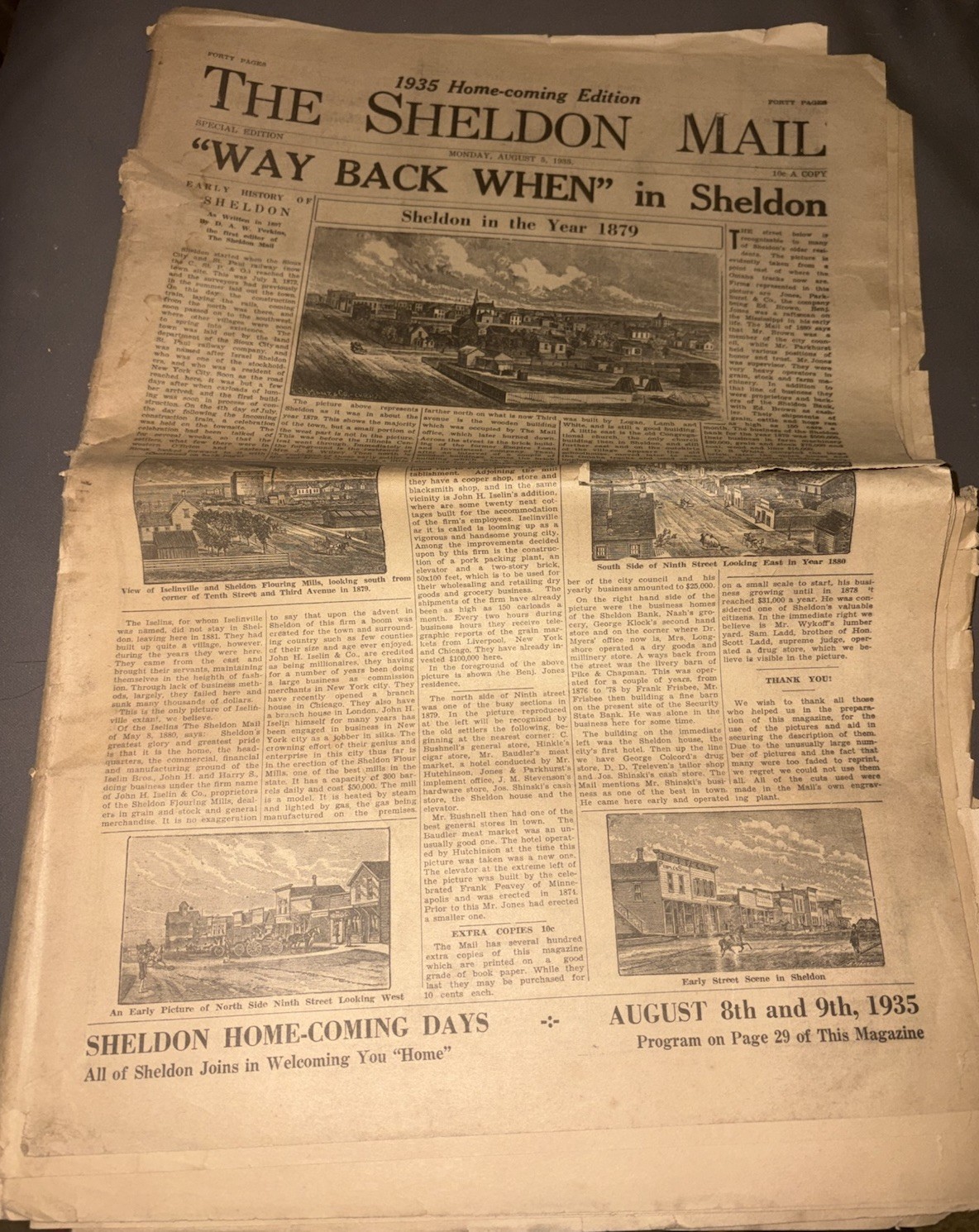 Sheldon Iowa Newspaper 1935 advertising Mail