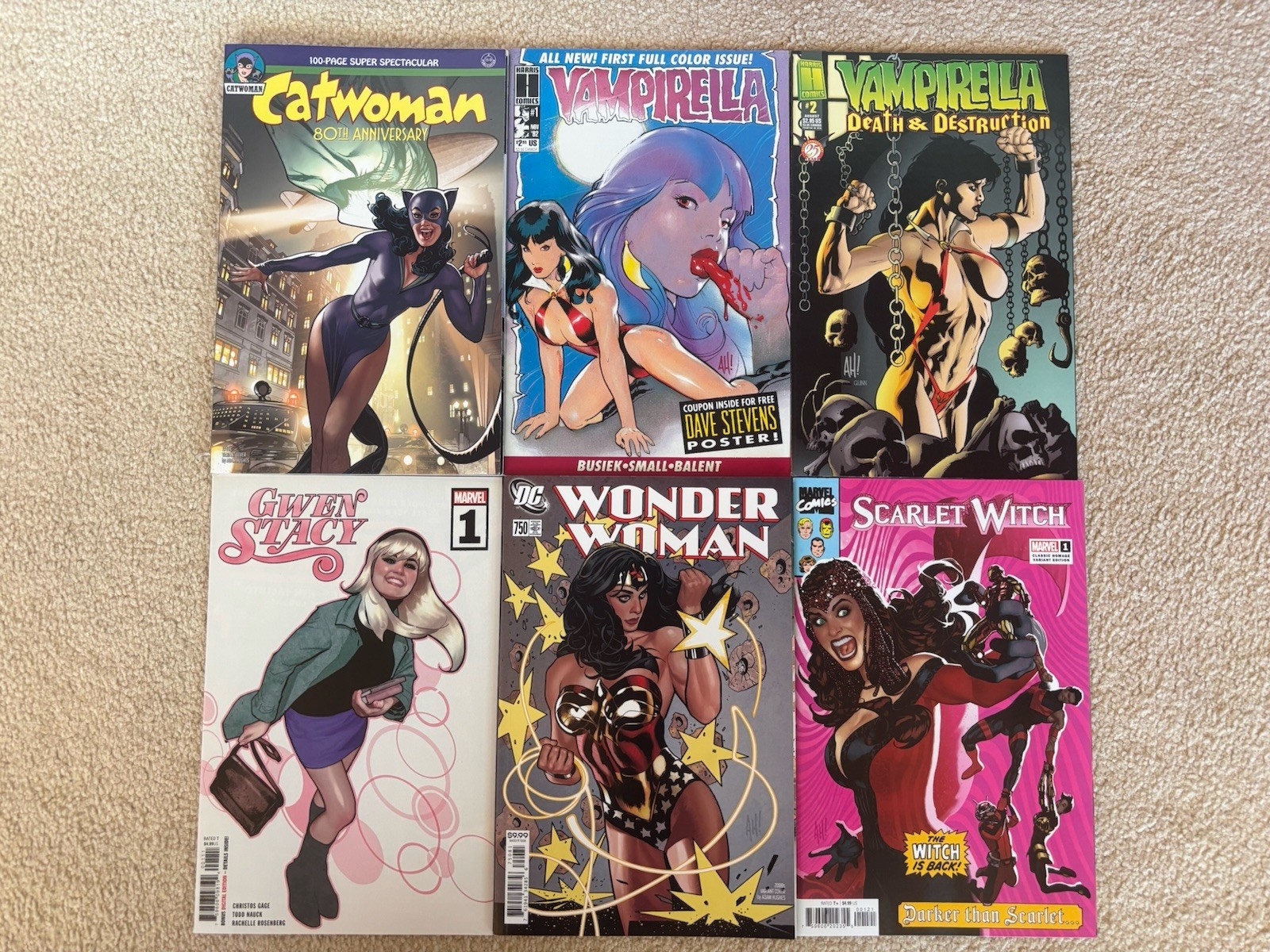 Lot Of 11 All Different Adam Hughes Cover Art Comic Books VF To NM 2 Prestige