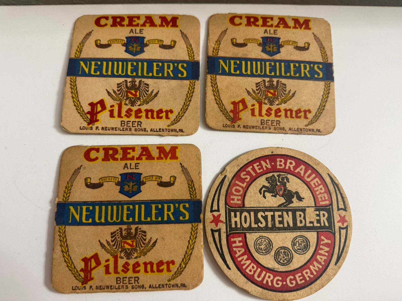 Vintage Beer Coasters Lot Neuweiler’s Cream Ale Pilsener Holsten Breweriana