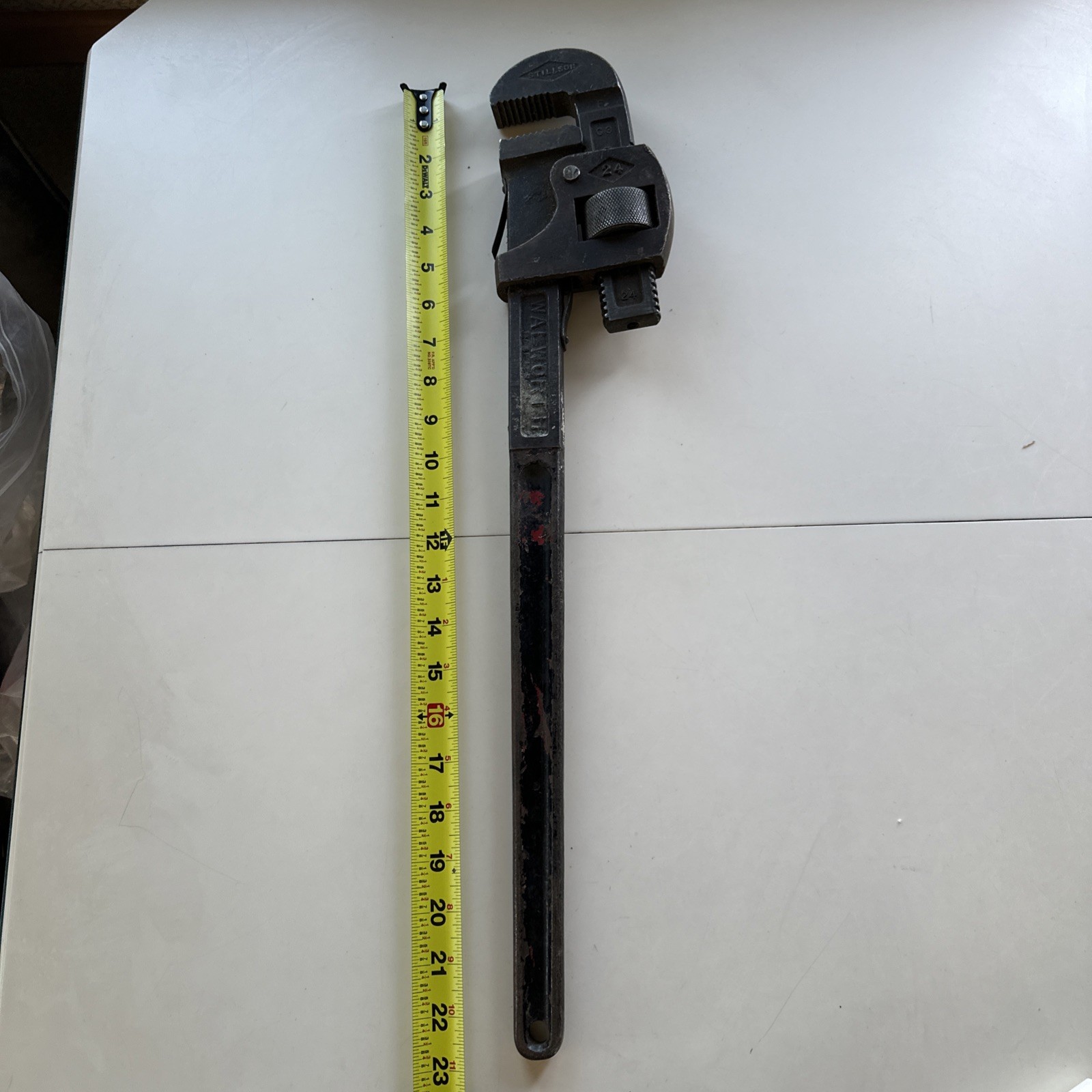 Vintage Genuine Stillson Walworth 24” Adjustable Pipe Wrench Boston USA