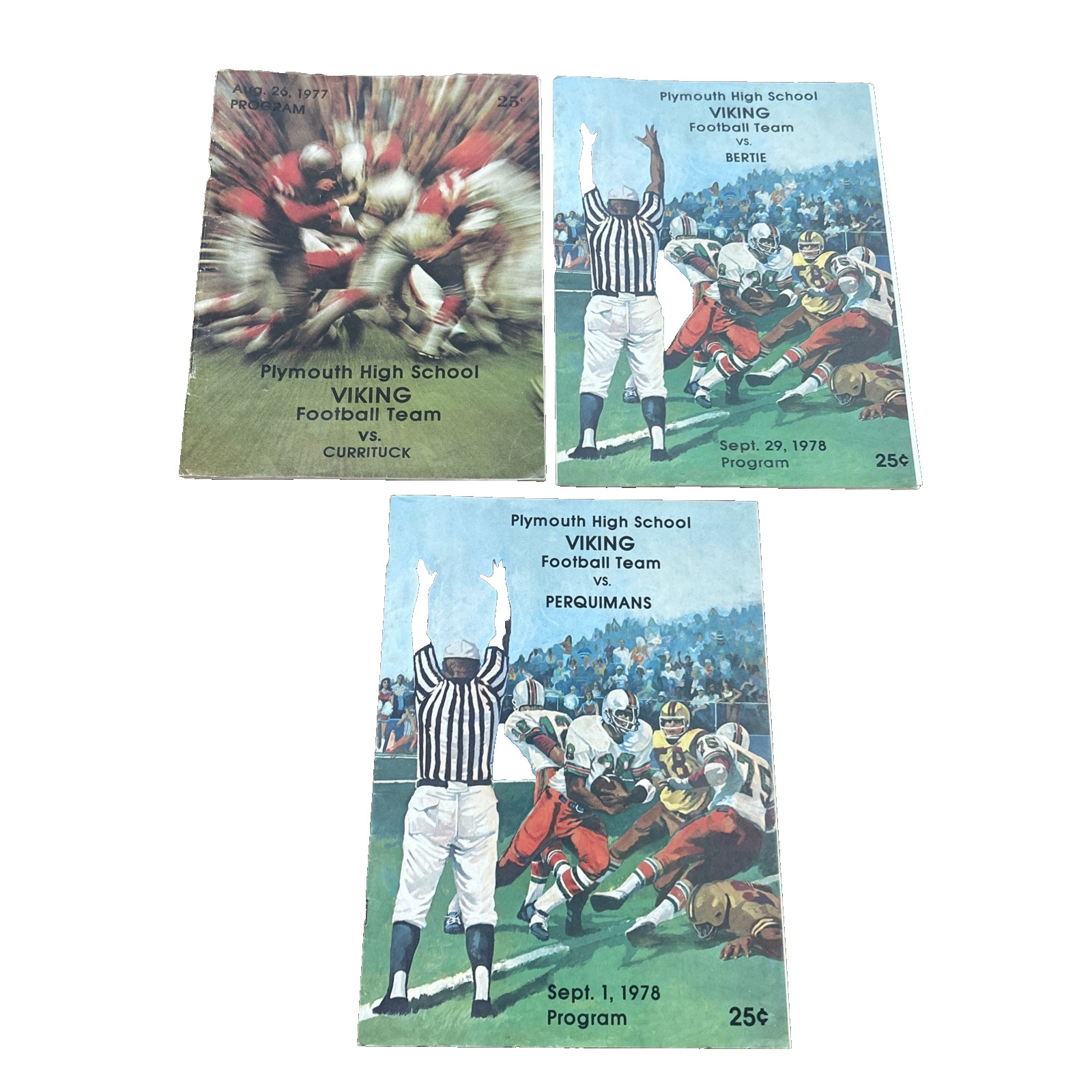 VTG 1970s Plymouth High School Football Programs NC Games Lot 3 Local Ads