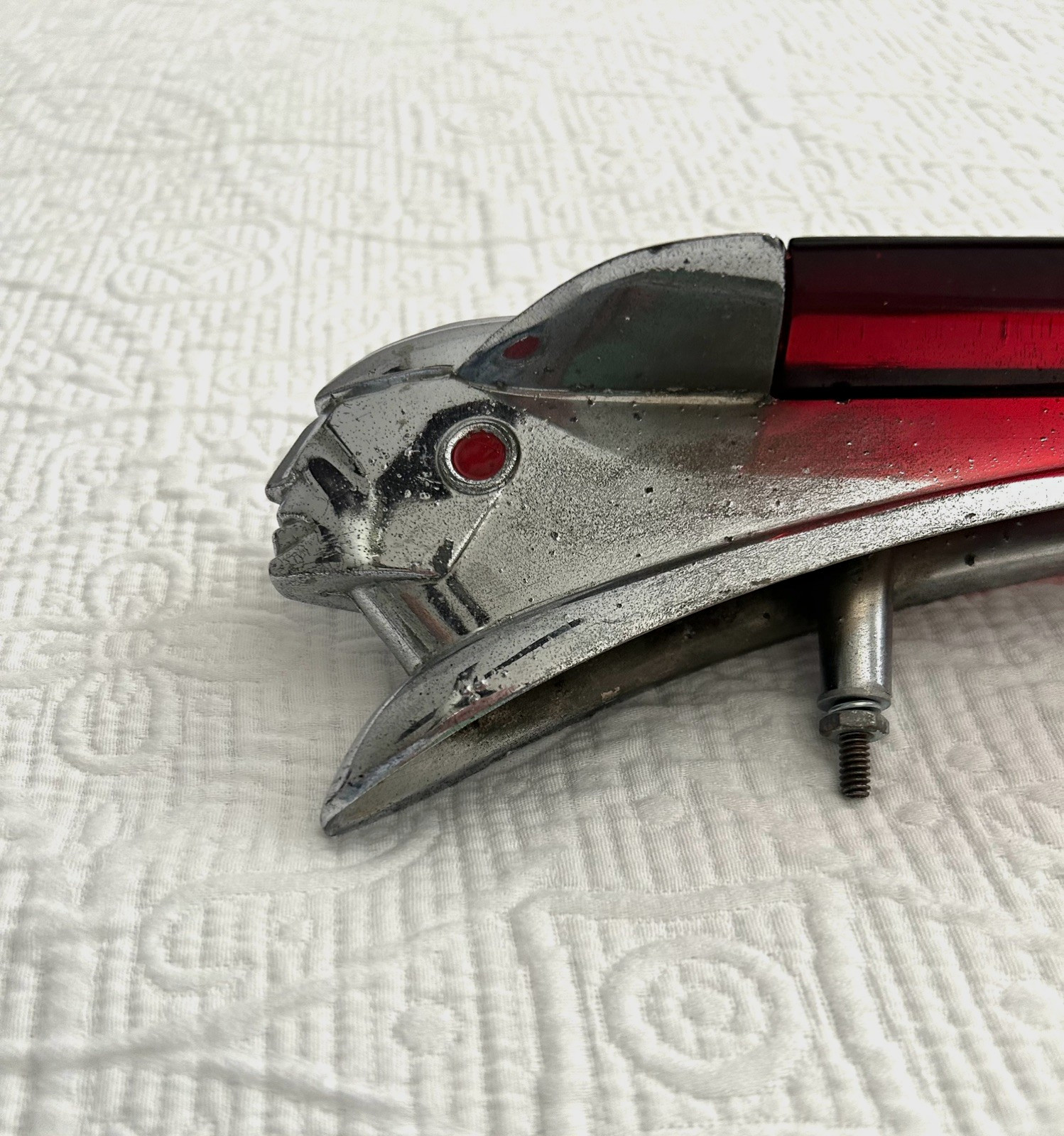 Vintage Red Lucite PONTIAC  Indian chief hood ornament