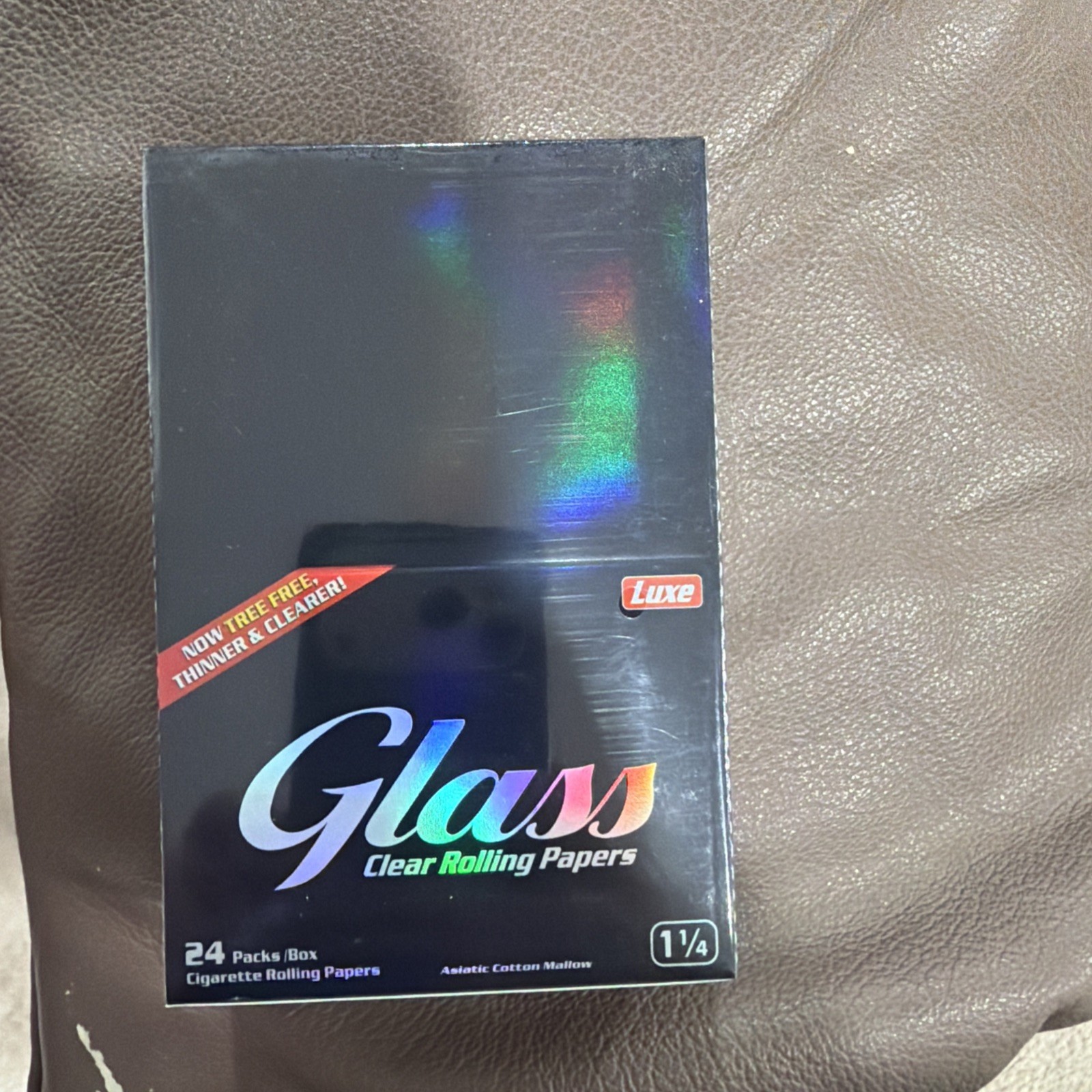 FULL BOX GLASS 1 1/4 CLEAR CELLULOSE Cigarette rolling papers - 24 Pack