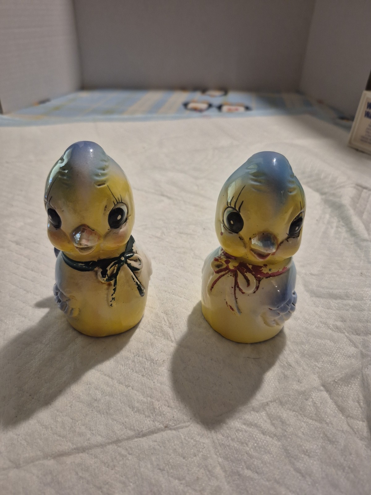 Vintage Commodore Japan Salt & Pepper Shakers Baby Blue Birds Anthropomorphic