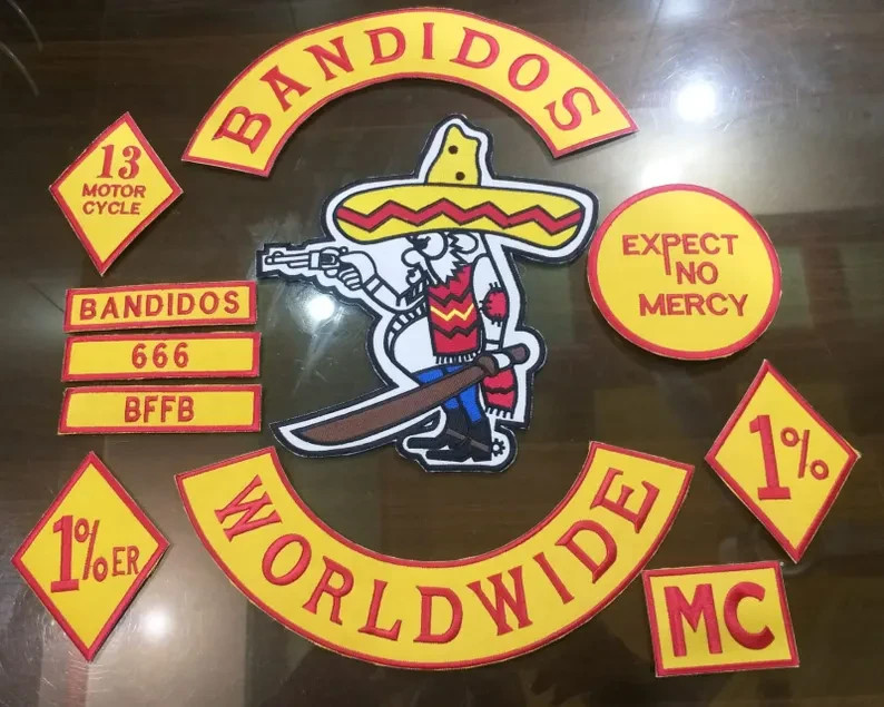 Full Set Bandidos MC Embroidered Patch Kit - Worldwide, Expect No Mercy, 1% Full Set Bandidos MC Embroidered Patch Kit - Worldwide, Expect No Mercy, 1%