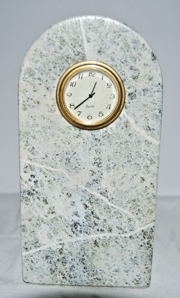 Vintage Leeman Green Marble Desk Clock Arched Mid Century Executive Office Decor