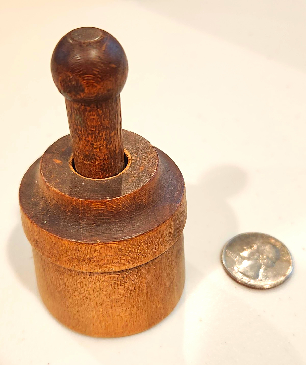 Antique Primitive Carved Wood Butter Mold Plunger Stamp Rare Swan Fk Art Pattern