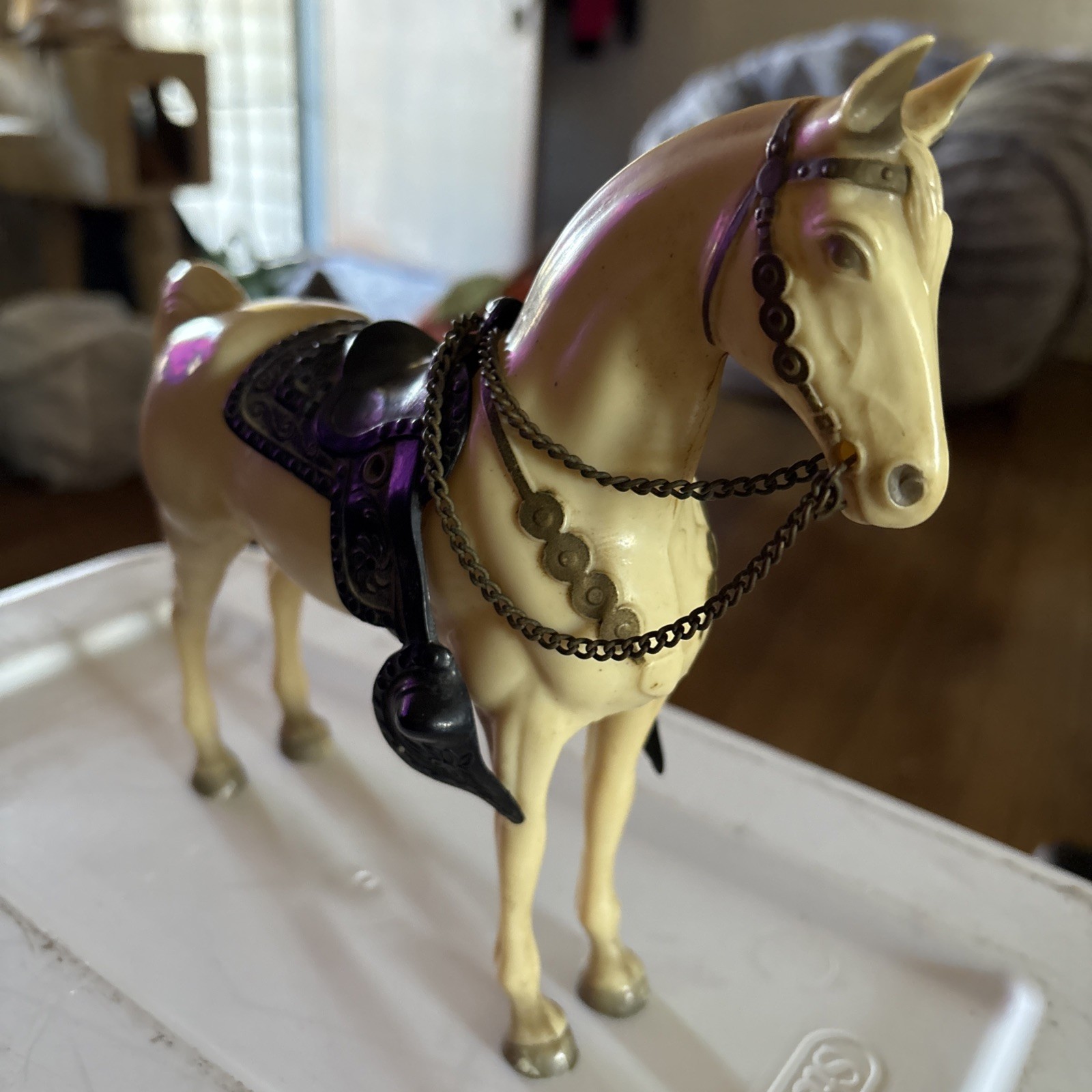 Vintage Breyer horse western Pony w/ saddle Chain Reins Classic Size 1950s #45 Vintage Breyer horse western Pony w/ saddle Chain Reins Classic Size 1950s #45